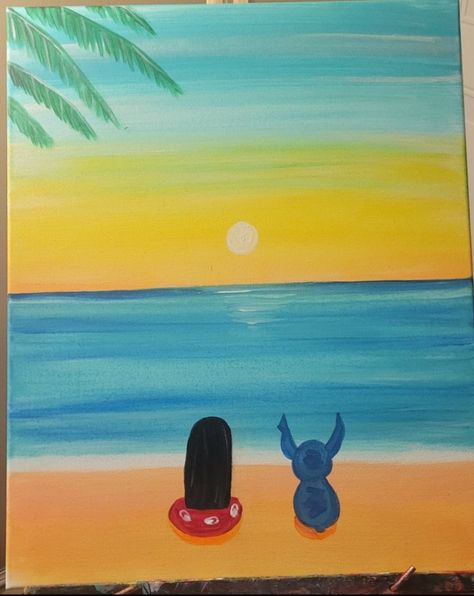 This is a perfect painting for a child's birthday! Lilo And Stitch Art, Stitch Painting, Stitch Cake, Lilo Und Stitch, Paintings Ideas, Lilo Et Stitch, Easy Canvas, Simple Canvas Paintings, Easy Canvas Art