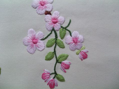 Apple blossom Blossom Embroidery, Hand Quilting Patterns, Silk Ribbon Embroidery Patterns, Hand Beaded Embroidery, Embroidery Tshirt, Hand Embroidery Patterns Flowers, Sewing Crafts Tutorials, Floral Embroidery Patterns, Hand Embroidery Videos