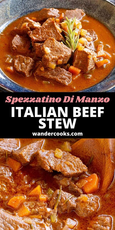 Spezzatino di manzo is so much better than your average beef stew - in our humble opinion. Soft, melty bites of impossibly tender beef are cooked down to a perfection in a rich and fragrant stew. You won’t believe it’s made with budget friendly chuck steak. Italian Beef Stew, Beef Chuck Steaks, Healthy Italian Recipes, Southern Recipe, Chuck Steak, Meat Eater, Crock Pots, Italian Beef, Italian Recipes Easy