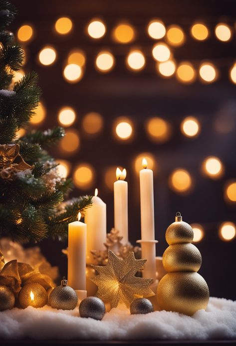 Cozy Christmas scene with candles, snow, and warm lighting 🎄🕯️❄️ Candle Night, Warm Lighting, Christmas Scenes, Christmas Scene, Aesthetic Images, Christmas Candles, Cozy Christmas, Christmas Spirit, Soft Lighting