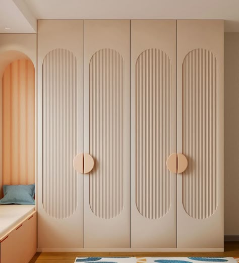 Bedhead Panel Design, Modern Wardrobe Design Bedroom, Brown Wardrobe Design, Wardrobe With Wallpaper, White Cupboards Bedroom, Kids Bedroom Wardrobe Design, Wooden Wardrobe Design Bedroom, Kids Room Wardrobe Design, Wooden Wardrobe Designs