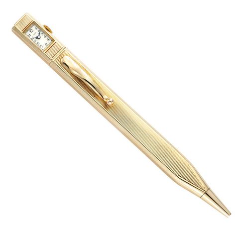 Cartier Yellow Gold Pencil with Watch on the Top Luxury Pens Most Expensive, Cartier Gold Watch, Cartier Pen, Gold Pencil, Cartier Gold, Fancy Pens, Diy Crafts Love, Pretty Pens, Unique Pens