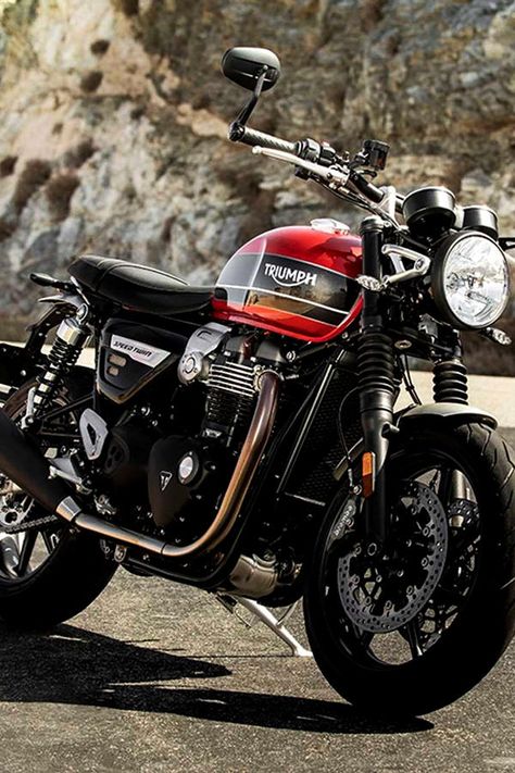 Red Triumph Speed Twin 1200 Speed Twin 1200, Triumph Speed Twin, Triumph Motorbikes, Triumph Street Twin, Triumph Cafe Racer, Triumph Motorcycle, Triumph Bikes, Мотоциклы Cafe Racers, Motos Honda