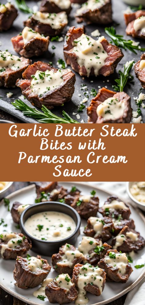 Garlic Butter Steak Bites with Parmesan Cream Sauce | Cheff Recipes Good Meat Recipes, Steak Tip Recipes Easy, Truffle Butter Steak, Garlic Steak Bites With Parmesan Cream Sauce, Garlic Steak Bites Recipe, "garlic Butter Steak Bites With Parmesan Cream Sauce, Dinner Recipes Steak Meals, Garlic Butter Steak Bites With Parmesan Sauce, Garlic Butter Steak Bites With Creamy Parmesan Sauce