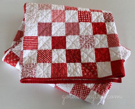 Custom Quilt ~ Made to Order Patchwork Quilt - Design Your Own Quilt -   Twin Size Patchwork Quilt Gold Shoe, Patchwork Throw, Picnic Quilt, White Quilts, Red And White Quilts, Bedroom Quilts, Quilt Care, Red Quilts, Diy Quilt