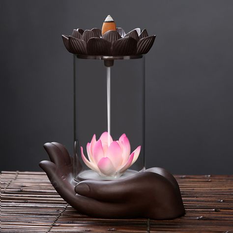 🌟 Ceramic Incense Fountain, Incense Burner with LED Ball, Backflow Incense Burner for Home Office 🌟 ✨Follow us @mysoftyhome for more #mysoftyhome #relaxation #selfcare #mindfulness #meditation #wellness #yoga #stressrelief Lotus Sculpture, Lotus Incense, Buddha's Hand, Incense Burner Holder, Ceramic Incense Holder, Burning Incense, Pink Lotus, Incense Holders, Incense Cones