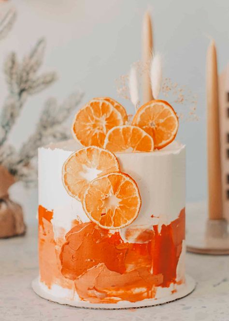 Our Top Cake Recipes & Decorating Tips Orange Cake Ideas, Citrus Theme Wedding, Wedding Cake Citrus, Citrus Theme, Grad Cake, Sunny Disposition, Citrus Wedding, Cake Pops How To Make, Watercolor Cake