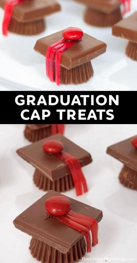 Graduation Cap Treats, Graduation Treats Ideas, Graduation Snack Ideas, Graduation Snacks, Graduation Party Desserts, Graduation Treats, Graduation Food, Graduation Desserts, Decadent Food