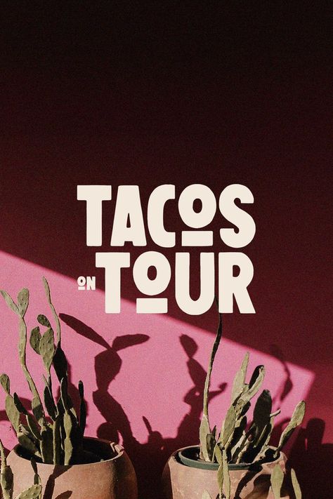 logo of tacos on tour Asian Branding, Samosa Indian, Food Triangle, Business Typography, Mexican Graphic Design, Food Lettering, Elegant Illustration, Food Logo Design Inspiration, Bold Logo Design