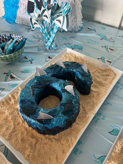 Homemade Shark Cake, Ocean Number Cake, Ocean Bday Cake, Shark Birthday Cakes For Boys, Shark Number Cake, Diy Shark Cake, Shark Birthday Party Cake, Shark Cakes For Kids Boys, Shark Cakes For Kids