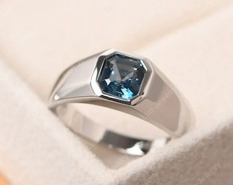 Silver Ring Mens, Men’s Engagement Rings Silver, Blue Stone Ring For Men, Silver Stone Rings For Men, Men Ring Style, Pukhraj Ring, Stone Rings For Men, Mens Rings For Sale, Rings With Stones