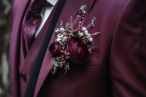 The Groom's Guide To Wearing A Colored Suit Maroon Tie, Wedding Tux, Jewel Tone Wedding, Jewel Tones, Quick Saves, Color, Art