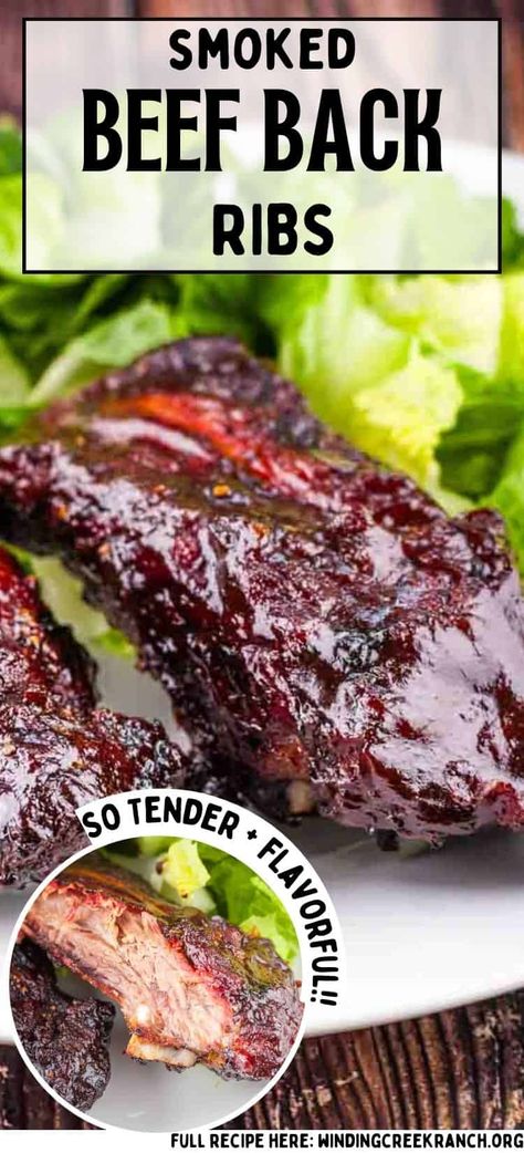 Perfect Smoked Beef Back Ribs Recipe on Pellet Grill Ribs On Pellet Grill, Beef Back Ribs Recipe, Smoked Beef Back Ribs, Grilled Beef Ribs, Back Ribs Recipe, Ranch Recipes, Smoked Beef Ribs, Beef Back Ribs, Smoked Wings