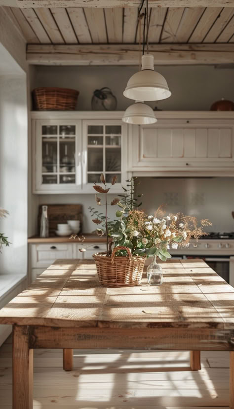 Enhance your kitchen with this elegant rustic wooden table. Crafted to perfection, it provides a sturdy and charming centerpiece for family dinners and friendly gatherings. #WoodFurniture #KitchenStyle #RusticLiving Rustic Dinner Table, Wooden Dinner Table, Country Kitchen Table, Photography House, Wooden Kitchen Table, California Life, Country Style Interiors, Architecture Nature, Rustic Wooden Table