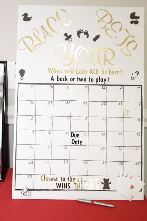 Place Your Bets Due Date, Place Your Bets Baby Shower Game, Baby Beluga, Baby Book Pages, October Baby Showers, Diaper Party, Place Your Bets, Bebe Shower, Gender Reveal Themes