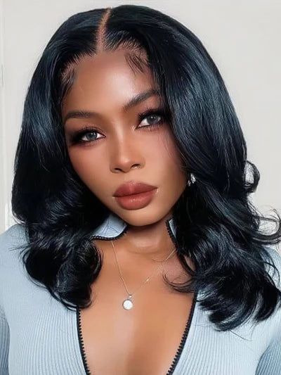 Glueless Wigs Human Hair Preplucked Body Wave Bob Wig Natural Color Density180 4x4 Pre Cut Lace Human Hair Wigs Natural Hairline Short Body Wave Sew In, Short Body Wave Bob, Short Body Wave, Body Wave Bob, Ponytail Hack, Bob Lazar, Lace Frontal Bob, Edgy Short Haircuts, Human Lace Wigs