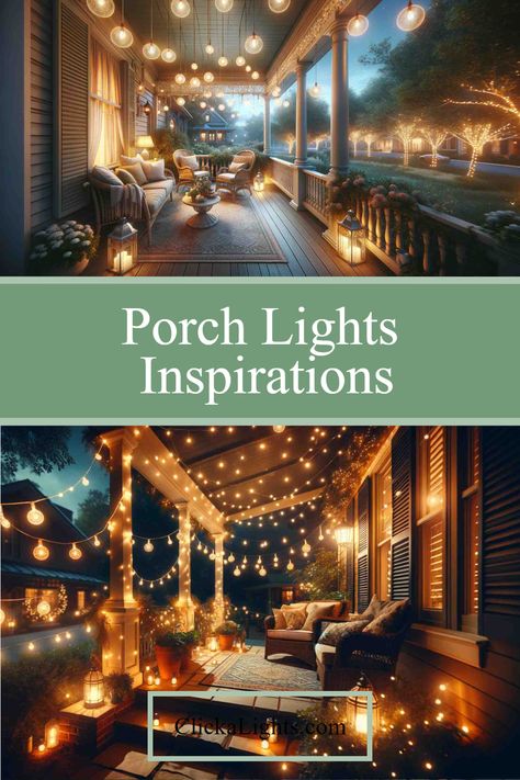 Are you looking to add a touch of charm to the front of your house? Our 'Porch Lights Inspirations' is exactly what you need. 

From elegant outdoor light fixtures to backyard lighting ideas, we've got an array of designs that will transform your porch into a beacon of beauty. 

Don't let darkness overshadow your home. Light up your porch and let your personality shine through. Take a look at our enchanting light inspirations now >> Hanging Porch Lights, Backyard Lighting Ideas, Outdoor Porch Lights, Porch Light Fixtures, Patio Railing, Front Porch Lighting, Fairy Lights Decor, Porch Lights, Porch Light