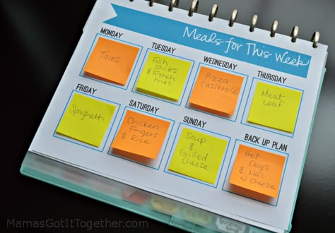 This post has a whole list of meal planning methods! I love the variety and how simple some of these ideas are. Meal planning systems can be used by anyone no matter how "organized" they think they are. Household Notebook, Meal Planner Printable Free, Sticky Note Planner, Home Binder, Meal Planners, Organization Planner, Meal Planning Ideas, Organized Mom, Menu Planners