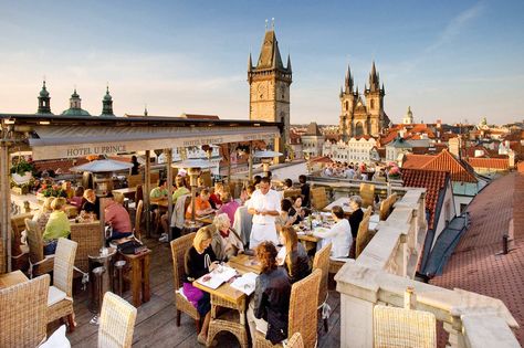 Prague Guide, Prague Restaurants, Hotel Rooftop Bar, Terrace Hotel, Prague Hotels, Prague Travel, Best Rooftop Bars, Prague Castle, Old Town Square