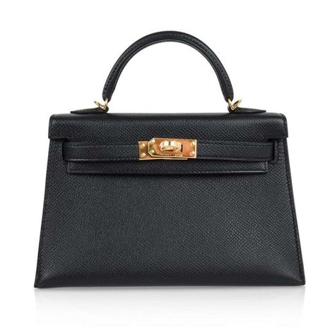 Hermes Kelly Sellier, Kelly Sellier, Hermes Box, Kelly Bag, Hermes Bags, Black Handle, Black Bag, Lambskin Leather, Leather Fashion