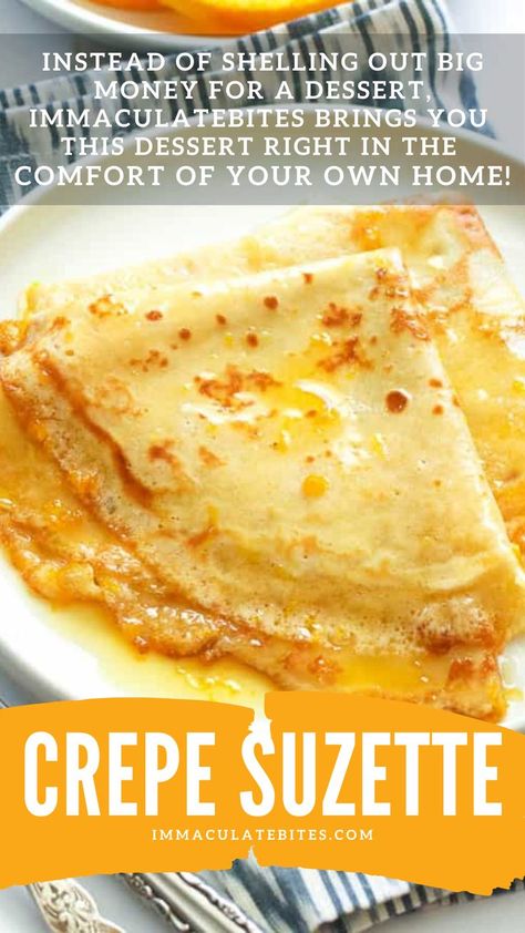 Crepe Suzette – warm pillowy soft crepes coated in a delicious orange-infused buttery syrup all made from scratch. A decadent French dessert for Crepe Day or all occasions! Enjoy this delicious crepe, whether as breakfast, lunch, dinner, snacks, desserts. Enjoy Crepe Day! February 2. 😉 Crapes Recipe Sweet, Orange Crepes Recipe, Best Crepe Filling, Bananas Foster Crepes, Crepes Suzette Recipe, Japanese Crepes Recipe, Dinner Crepes Recipe, Crepe Filling Ideas Sweet, Sausage Crepes