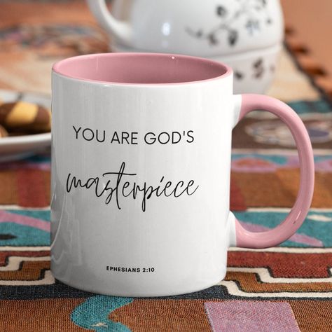 Quotes On Coffee Mugs, Motivational Mugs Coffee Cups, Customized Mugs Ideas, Inspirational Coffee Mug Quotes, Christian Mug Designs, Mugs Designs Ideas, Christian Gifts For Him, Cute Coffee Mugs Designs, Christian Souvenirs