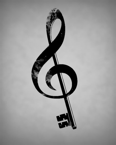 Music Key Tattoo, Treble Clef Tattoo Unique, Cross Treble Clef Tattoo, Music Is The Key To My Heart Tattoo, Base And Treble Clef Tattoo, Sol Key, Key Tattoo Designs, M Tattoos, Key Tattoo