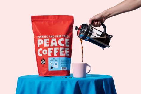 Peace Coffee Rebrand on Behance Peace Coffee, Packaging Food, Coffee Truck, Fair Trade Coffee, Consumer Packaging, Logo Identity, Graphic Design Packaging, Coffee Packaging, Coffee Branding