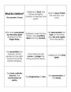 Apostles Creed Catholic Activities Apostles Creed Printable, Apostle's Creed, Catholic Kids Activities, Nicene Creed, Apostles Creed, Catholic Education, The Apostles, Catholic Crafts, Faith Formation