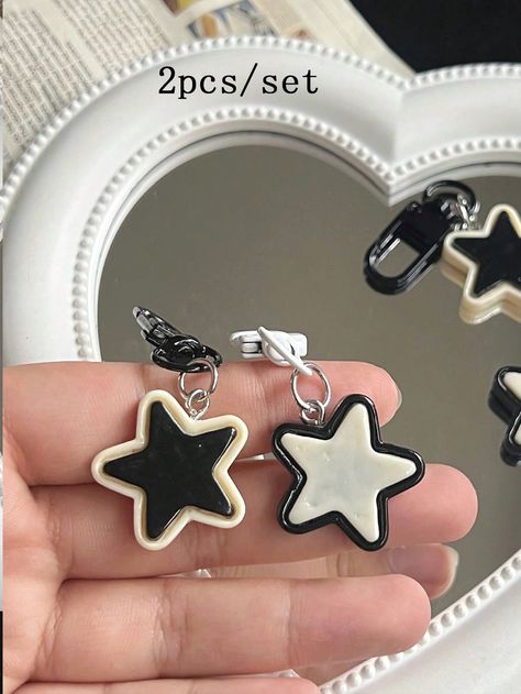 Multicolor  Collar  ABS   Embellished   Women Accessories Keychain Black, Cute Keychains For Backpacks, Neutral Accessories, Cute Stationary School Supplies, Backpack Decoration, Matching Keychains, Stationary School, Makeup Makeover, Cute Stationary