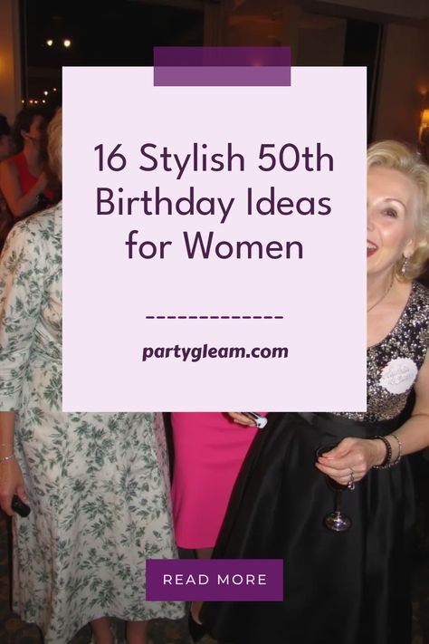 Looking for 50th birthday ideas for women? You've come to the right place! Transform this special milestone into an unforgettable celebration with these amazing 50th birthday party ideas for women. From classy vintage get-togethers to fabulous themed fiestas, there's something for every personality and vibe. Whether you're organizing a grand celebration or a delightfully intimate gathering, explore these stunning 50th birthday ideas for her and make her feel extra special on this significant day. Dive into great themes, fun activities, and memorable moments that every woman will cherish! Photo Shoot Ideas For 50th Birthday, 50th Birthday Party Theme Ideas For Women, Womens Bday Party Ideas, Fiftieth Birthday Party Ideas For Women, Activities For 50th Birthday Party, Small 50th Birthday Party Ideas, Surprise 50th Birthday Party Ideas For Women, 50 Year Old Birthday Ideas Women, Fabulous 50 Birthday For Women