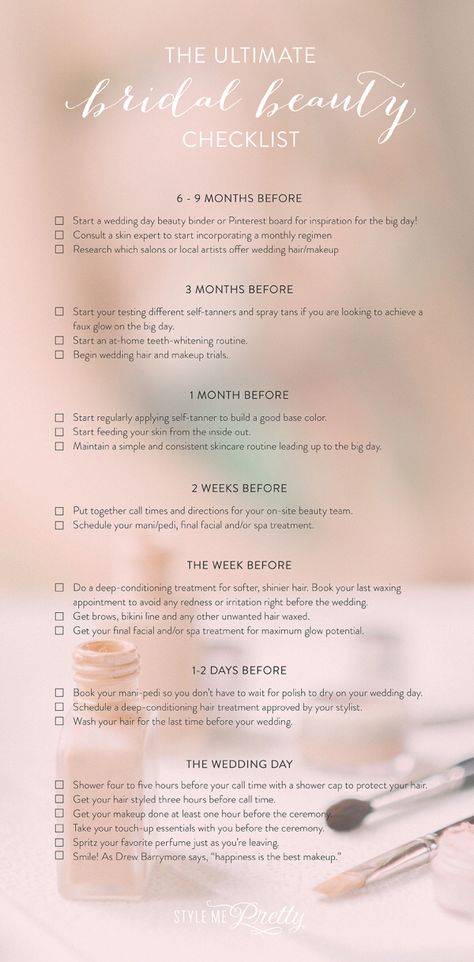 Bridal Beauty Checklist, Bride Checklist, Beauty Checklist, Wedding Beauty Plan, Wedding Beauty Timeline, Event Planning Tips, Boda Mexicana, Planning Checklist, Wedding Prep