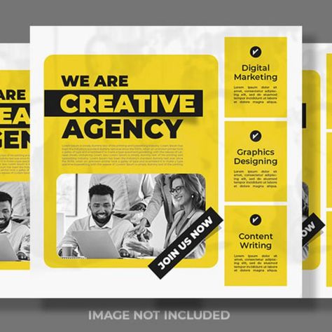 Creative Agency Yellow And White Minimal Social Media Post Yellow Social Media Design, White Social Media Design, Minimal Social Media Design, Minimal Social Media Post, Social Media Post Design Templates, Minimal Ads, Agency Social Media Post, Dublin Airport, White Minimal