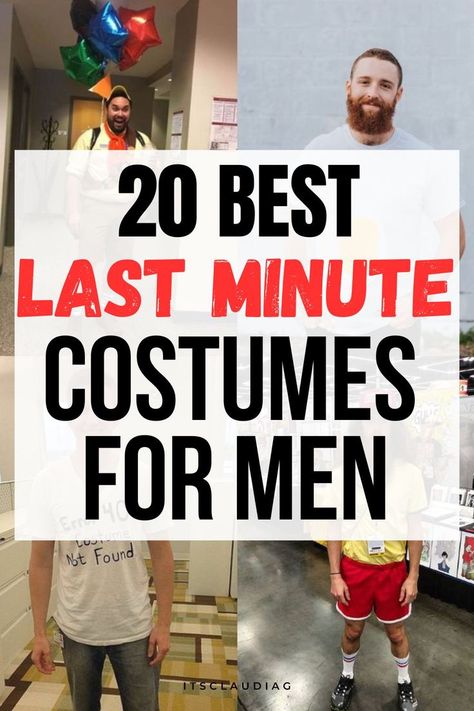 Do you need some men last minute halloween costumes? Here are the best last minute halloween costume ideas men can easily copy. The best inspiration on simple last minute halloween costumes. Last Minute Simple Halloween Costumes, Men’s Holloween Costume Ideas, Diy Halloween Costumes For Men Last Minute, Last Minute Guy Halloween Costumes, Guys Halloween Costumes Easy, Easy Mens Diy Halloween Costumes, Simple Men Halloween Costumes, Diy Guy Costumes Halloween, Easy Diy Boys Halloween Costumes