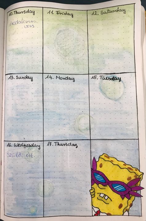 Spongebob Bullet Journal, August Journal, Spongebob Theme, Ballet Journal, Sponge Bob, Journal Inspo, Journal Themes, Bullet Journal Spread, Bullet Journal Inspo