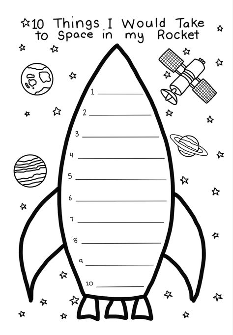 Created by @educatingwith_mrsriley. 10 things I would take to Space in my Rocket Astronomy Elementary Activities, Preschool Universe Activities, Space Projects For Kindergarten, Space Rocket Craft Preschool, Prek Solar System Activities, Space Transportation Preschool, Space Year 1, Make A Rocket Ship For Kids, Space Elementary Activities