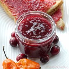 Cranberry - Habanero Jam. This was a total pinterest win, just need to add more habanero's next time. Habanero Jelly Recipe, Canning Cranberry Sauce, Canning Cranberry, Habanero Jam, Habanero Recipes, Cranberry Vinaigrette, Cranberry Jelly, Jellied Cranberry Sauce, Canned Cranberry Sauce