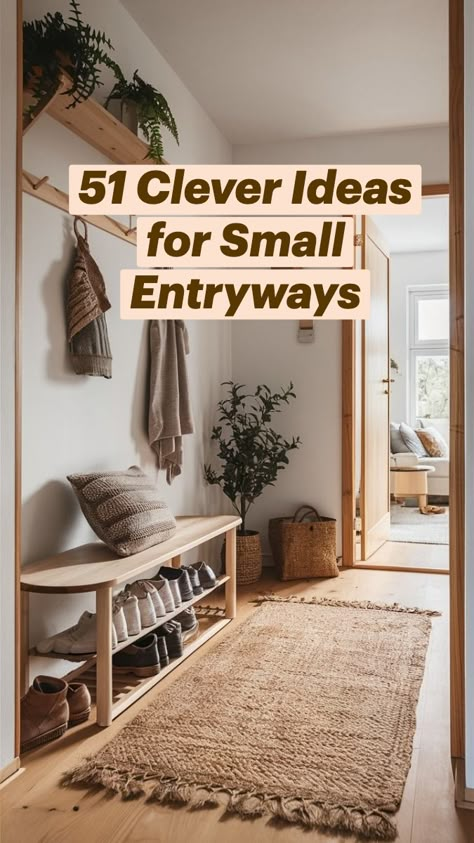 Make a big impact in your small entryway with these design secrets! �🌟 From coat hanging ideas to storage solutions, these tips will elevate your space. Perfect for narrow hallways and small condos. Save this pin to unlock all the secrets! 🔑 Hallway Ideas Entrance Shoe Storage, Narrow Hallway Hanging Coats, Narrow Hallway Shoes, Couch Blocking Entryway, Tiny House Entrance Ideas, Shoe Entryway Ideas Apartment, Small Mudroom Design Ideas, Narrow Hallway Seating Ideas, Small Entrance Room Ideas