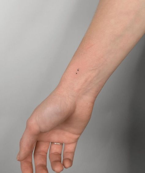 40 Small and Simple Semicolon Tattoo Ideas for Beginners Delicate Meaningful Tattoos, Semi-colon Tattoo Dainty, Semi-colon Tattoo Placement Ideas, Minimalist Semicolon Tattoo, Semi-colon Tattoo Fine Line, Semi Colon Tattoo Wrist, Small Elegant Tattoos For Women Unique, Semi Colon Small Tattoo Ideas, Ellipsis Tattoo