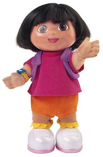 dora the explorer dolls | My Beautiful Picutre Album: Dora the explorer's cotton doll Explorer Cartoon, Dora Doll, Cotton Doll, Traditional Outfit, Hollywood Fl, Dora The Explorer, A White Background, Girl Cartoon, In Hollywood