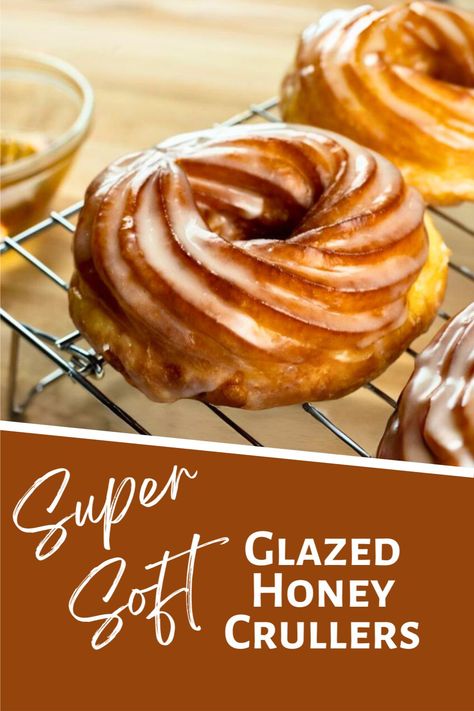 Indulge in the sweet symphony of Glazed Honey Crullers. These golden treats are a delightful blend of airy choux pastry and a luscious honey glaze. Discover how to create these heavenly donuts with our step-by-step recipe. Pin now and treat yourself to a bite of bliss! #HoneyCrullers #HomemadeDonuts #SweetTreats #RecipeOfTheDay #BakingMagic #HoneyCrullers #DonutDelights #SweetBaking #GoldenGoodness #BakersOfPinterest #DessertTime #EasyRecipe #HoneyGlaze Honey Cruller Recipe, Honey Glaze For Donuts Recipe, Honey Crueller, Honey Glazed Donut, Cruller Donut Recipe, Crullers Recipe, Cruller Donuts, Donut Filling, Dream Cafe