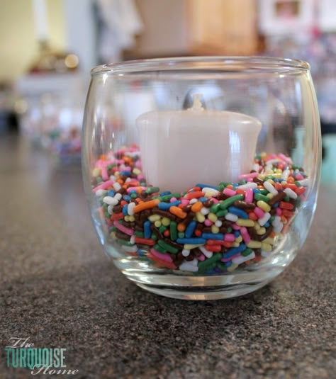 Sprinkle Birthday Party, Candle In A Jar, Birthday Party Details, Sprinkle Birthday, Sprinkles Birthday Party, Sprinkle Shower, Sprinkle Party, Sprinkle Baby Shower, Donut Party