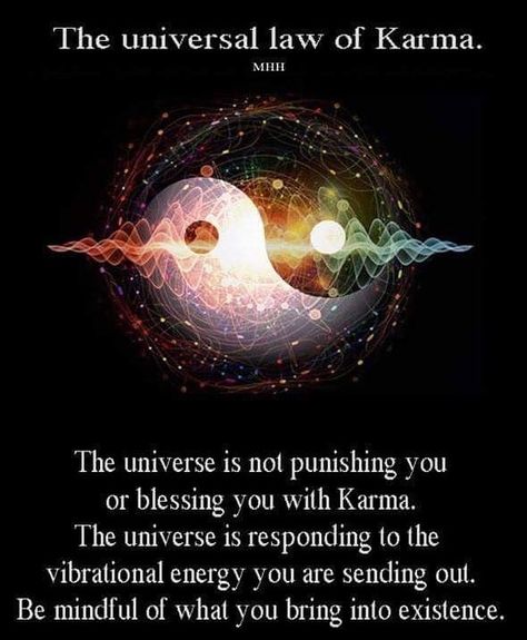 Image may contain: text that says 'The universal law of Karma. MII The universe is not punishing you or blessing you with Karma. The universe is responding to the vibrational energy you are sending out. Be mindful of what you bring into existence.' Soulmate Signs, Law Of Karma, Quotes Wisdom, Free Your Mind, Think And Grow Rich, Mind Power, Vibrational Energy, Affirmations Positives, Spirituality Energy