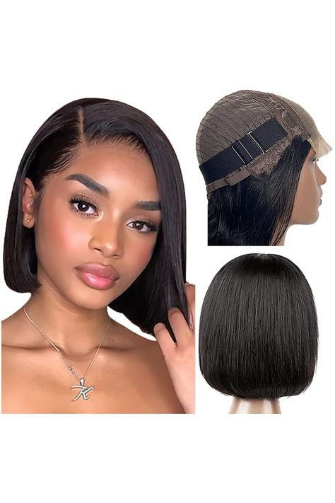 wildpink Glueless Wigs Human Hair Pre Plucked 180% Density 10A Short Bob Wig Human Hair 4x4 HD Lace Closure Wigs for Black women Human Hair (16, 4X4 Closure Wigs Human Hair) Human Hair Short Wigs, Glueless Bob Wigs For Black Women, Short Bob Wigs For Black Women, Short Hair Wigs For Black Women, Fixing Hairstyles, Short Frontal Wig, Short Glueless Wigs, Wigs For Black Women Styles, Short Wig Hairstyles