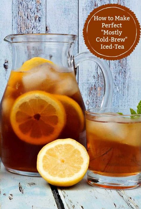 Want to make the perfect pitcher of iced-tea using the cold brew method? Check out the one simple thing you need to be doing! Iced Tea Recipes Homemade, Cold Brew Tea, Cafe Drinks, Flavored Waters, Cold Brew Iced Tea, Sweet Tea Recipes, Water For Health, Tea For Colds, Iced Tea Pitcher