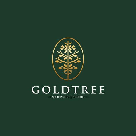 Green Gold Logo Design, Green And Gold Branding, Liberty Logo, Gold Template, Logo Tree, Watch Aesthetic, Green Branding, Gold Logo Design, Line Art Logo