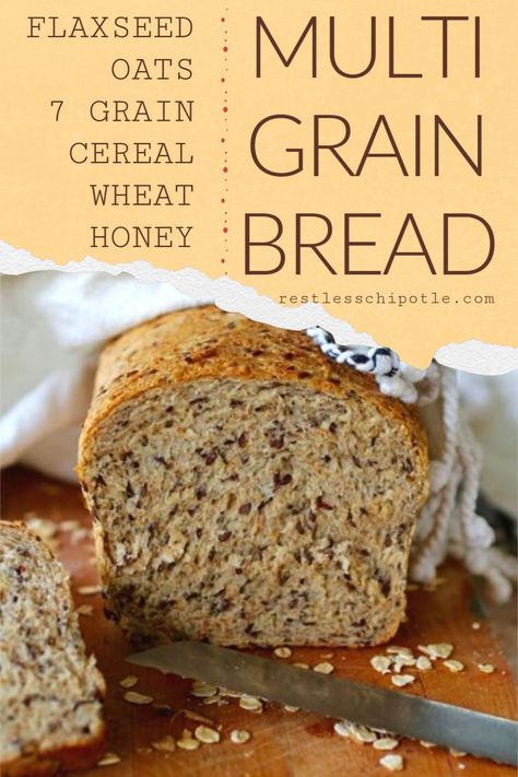 Multigrain Bread Recipe, Flaxseed Bread, Seeded Bread Recipes, Multi Grain Bread, Honey Bread, Multigrain Bread, Medicine Tips, Bread Soft, Sandwich Bread Recipes