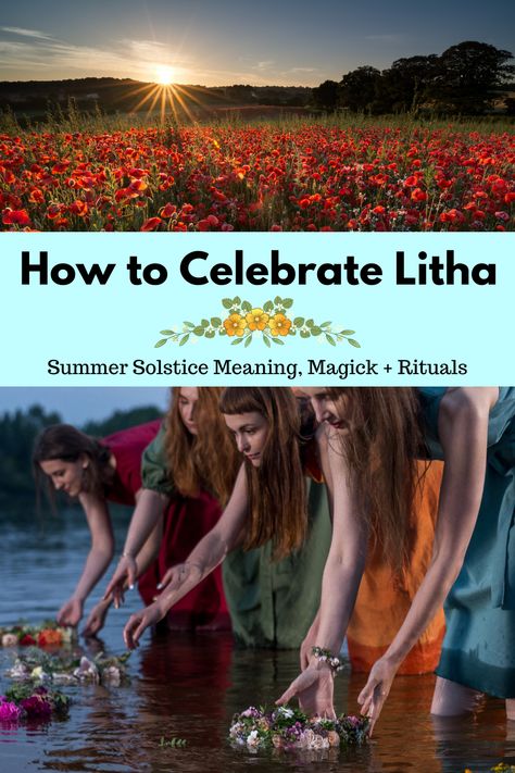 Summer Solstice is the longest day of the year! This pagan holiday, also known as Litha, is all about celebrating the light in our lives! It's a time of being fully illuminated + in full expression of our Divine essence! Learn how to celebrate this sacred holiday with Magick + rituals. Summer Solstice Background, Summer Solstice Full Moon Ritual, Summer Solstice Full Moon, Summer Solstice 2024, Summer Solstice Ritual Pagan, Litha Activities, Litha Ideas, Herb Spells, Litha Aesthetic