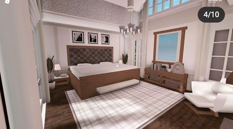 Blocksburg Bedrooms Ideas, Aesthetic Bloxburg Master Room, 4x4 Bedroom Bloxburg, Blocks Burg Room Ideas, Roblox Room, Bloxburg Bedroom, Bloxburg Rooms, Tiny House Bedroom, Blox Burg