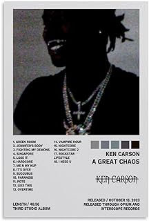 SANVT Ken Poster Carson A Great Chaos Music Album Cover Posters for Room Aesthetic Canvas Wall Art for Teens Room Decor 12x18inch(30x45cm) Lil Uzi Vert Poster, Art For Teens, A Great Chaos, Posters For Room Aesthetic, Posters For Room, Rap Album Covers, Teens Room, Album Posters, Aesthetic Canvas